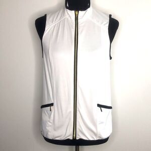 Zenergy GOLF by Chico's White Zip-up Jersey Vest with Black Edging